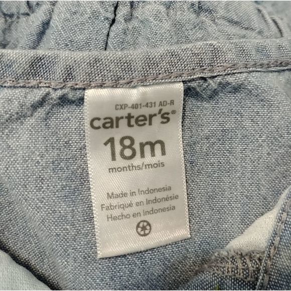 Carter's Blue Embroidered Romper Jumpsuit - Picture 6 of 6